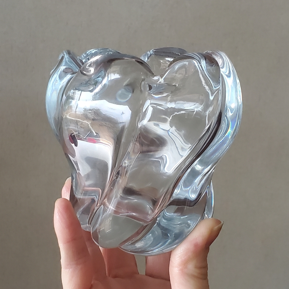 Signed Scandinavian Twisted Ice Blue Heavy Glass Vase Orrefors